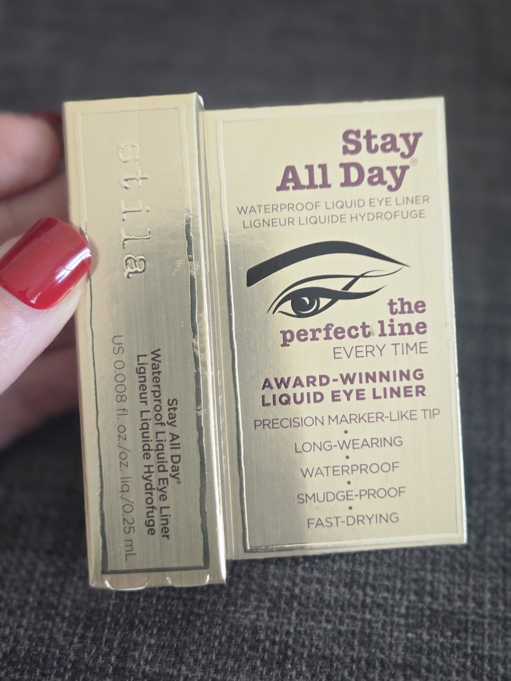 Stila Stay All Day Waterproof Liquid Eye Liner - Black in Gold Packaging